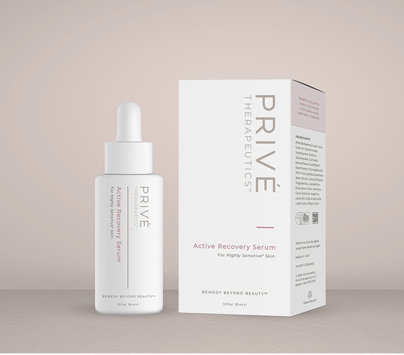 PRIVÉ THERAPEUTICS Active Recovery Serum bottle and packaging